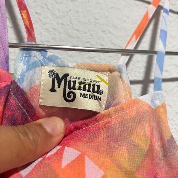 Show Me Your MuMu Womens Multi Side Slit Bronte Salvation Mountain Maxi Dress M - Picture 6 of 11